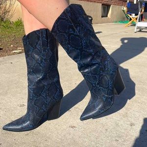 Blue/Black Crocodile boots